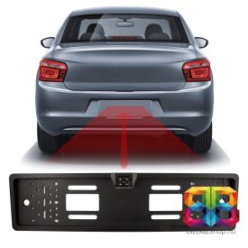 Rendszámtábla keretbe épített tolatókamera - 12V